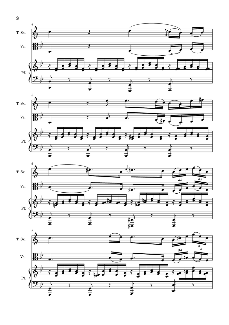 Ave Maria by F. Schubert – T. Sax, Viola and Piano. Score and Parts Small Ensemble scores gallery preview page 2