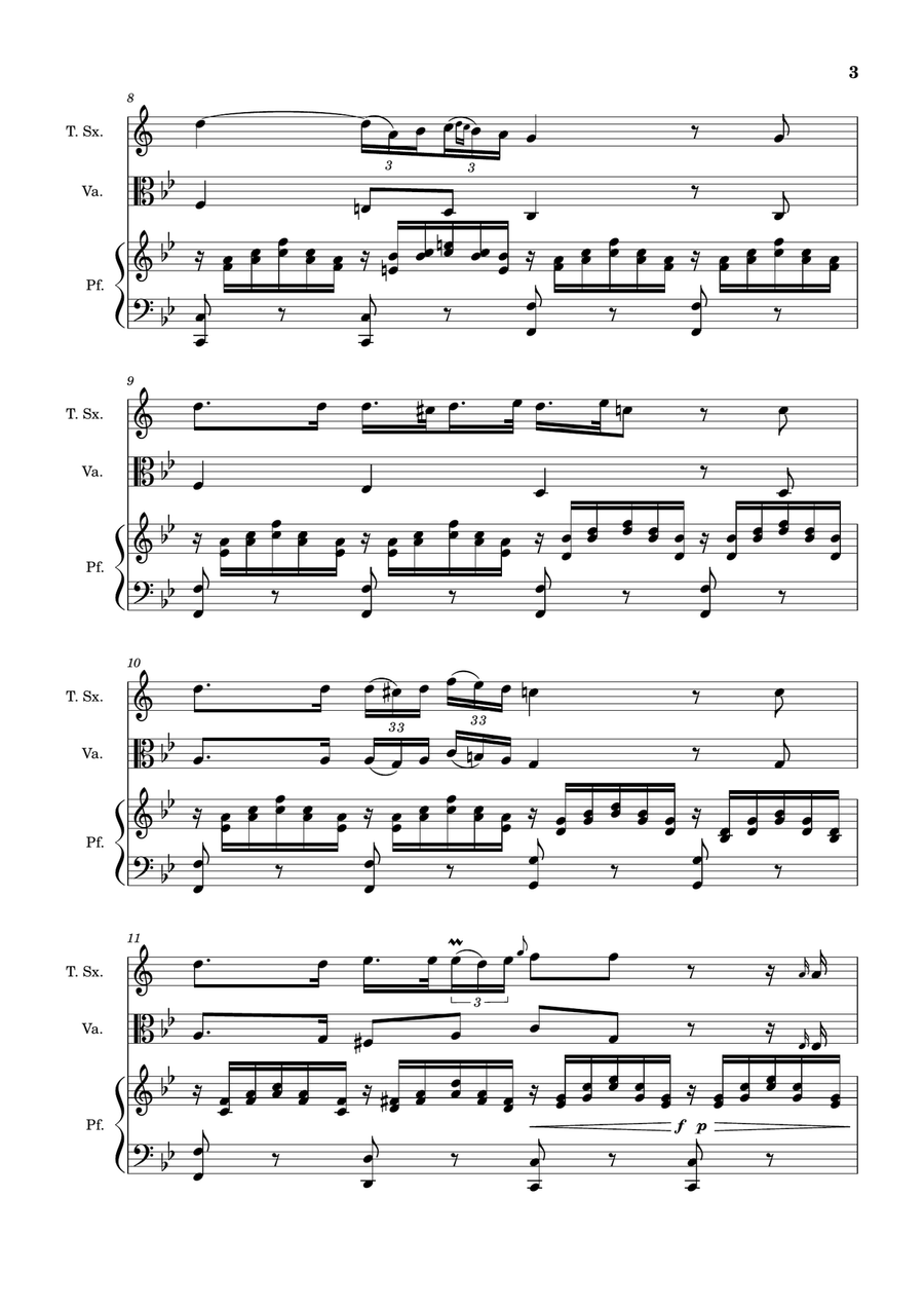 Ave Maria by F. Schubert – T. Sax, Viola and Piano. Score and Parts Small Ensemble scores gallery preview page 3