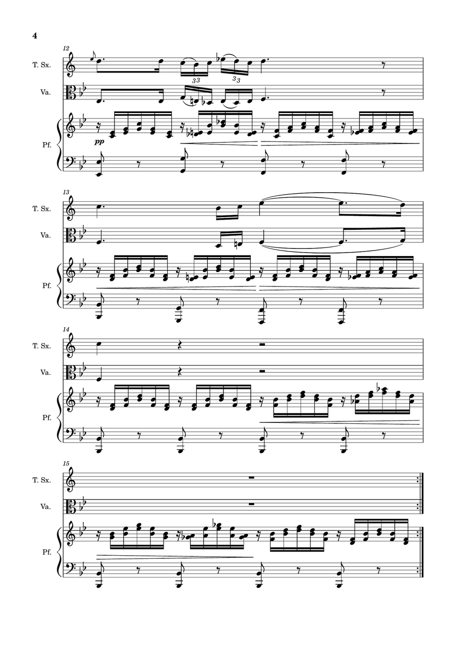 Ave Maria by F. Schubert – T. Sax, Viola and Piano. Score and Parts Small Ensemble scores gallery preview page 4