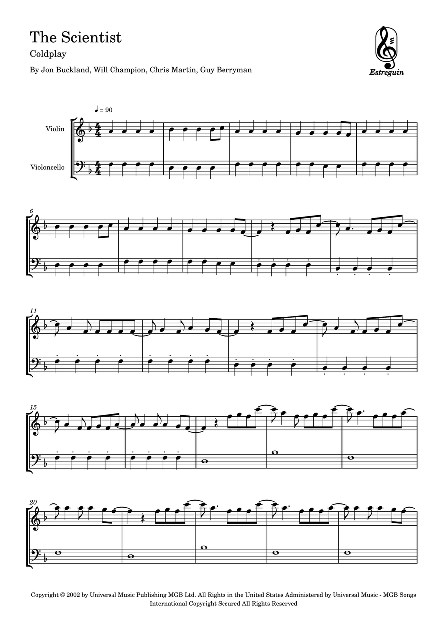 The Scientist String Duet scores gallery preview page 1