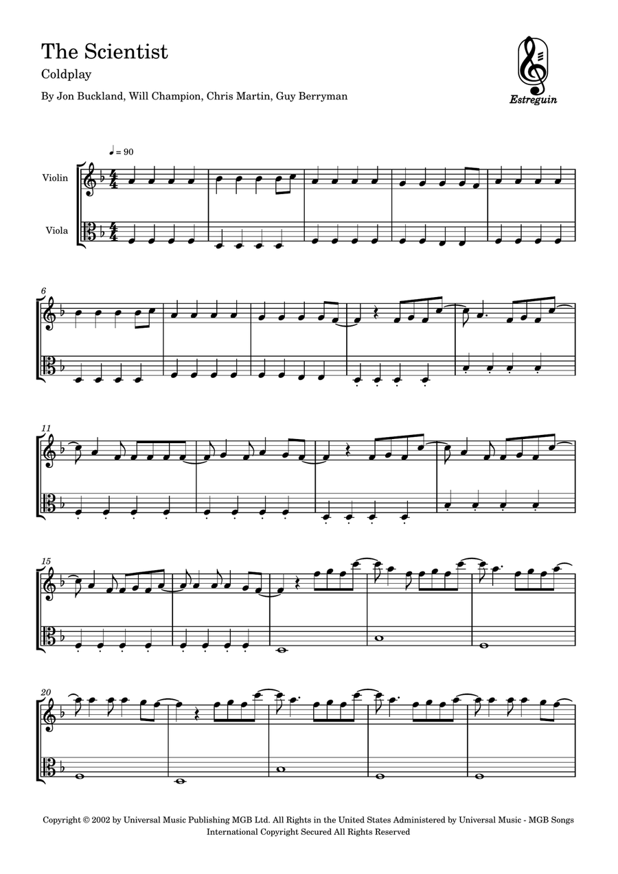 The Scientist String Duet scores gallery preview page 1