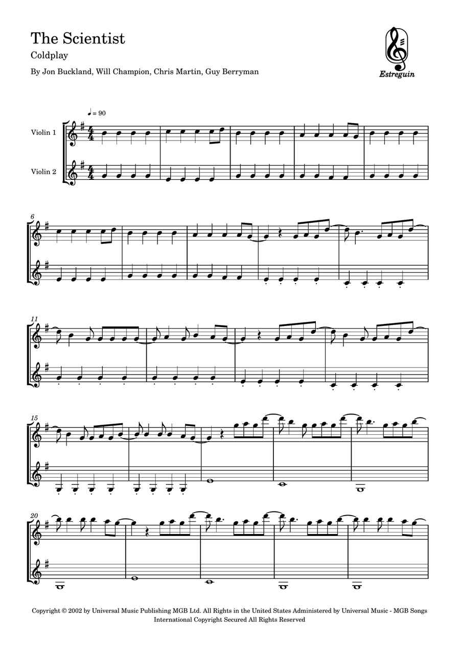 The Scientist The Scientist String Duet scores gallery preview page 1