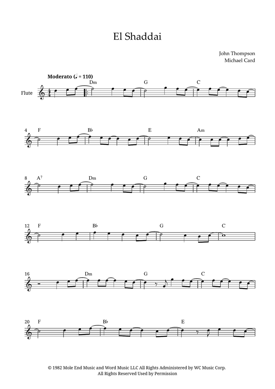 El Shaddai El Shaddai Flute Solo scores gallery preview page 1