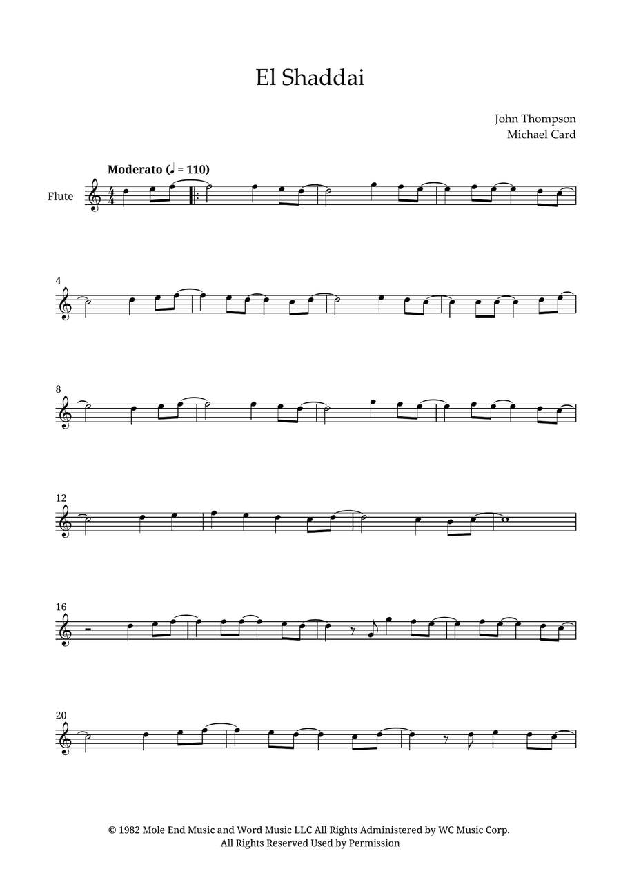 El Shaddai El Shaddai Flute Solo scores gallery preview page 1