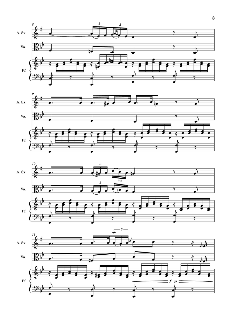 Ave Maria by F. Schubert – A. Sax, Viola and Piano. Score and Parts Small Ensemble scores gallery preview page 3