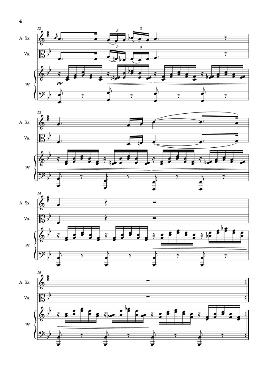 Ave Maria by F. Schubert – A. Sax, Viola and Piano. Score and Parts Small Ensemble scores gallery preview page 4