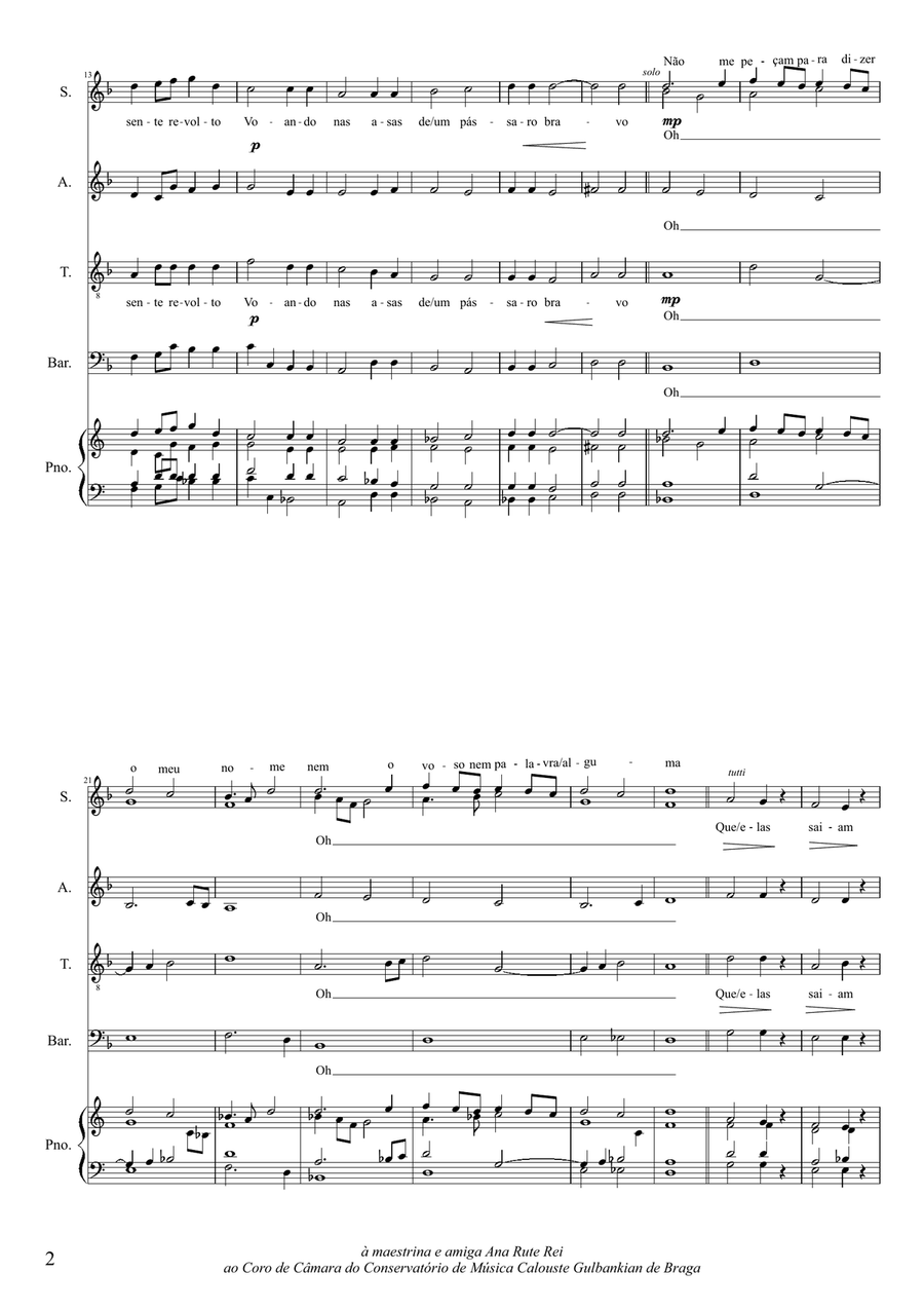 Flying on the wings of a brave bird (Voando nas asas de um pássaro bravo) Divisi scores gallery preview page 2