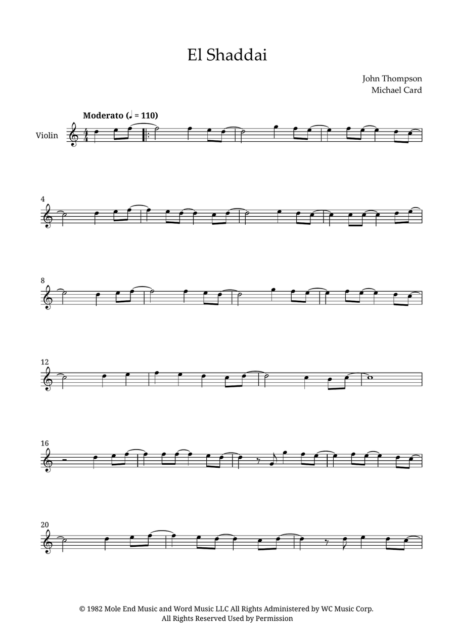 El Shaddai El Shaddai Violin Solo scores gallery preview page 1