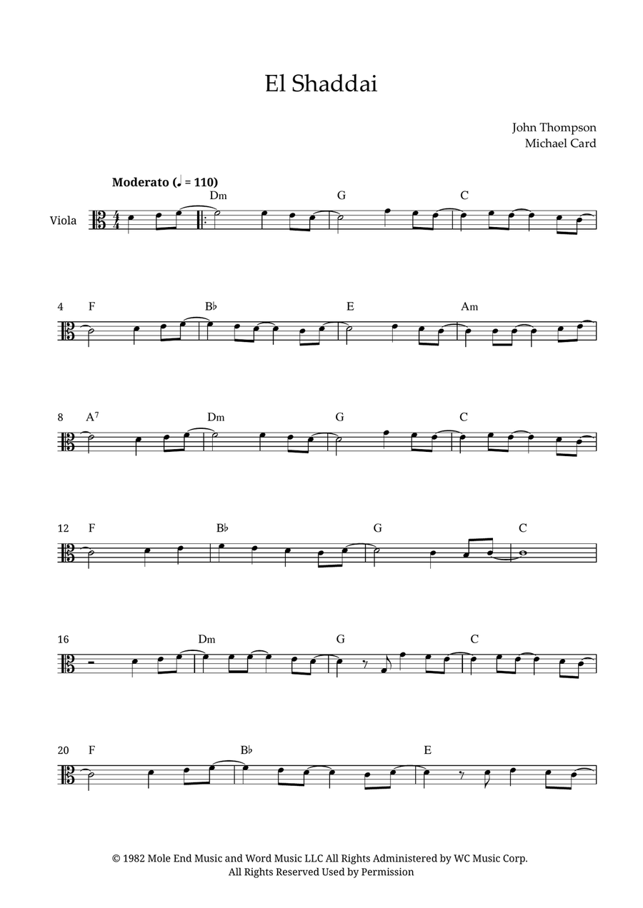 El Shaddai El Shaddai Viola Solo scores gallery preview page 1