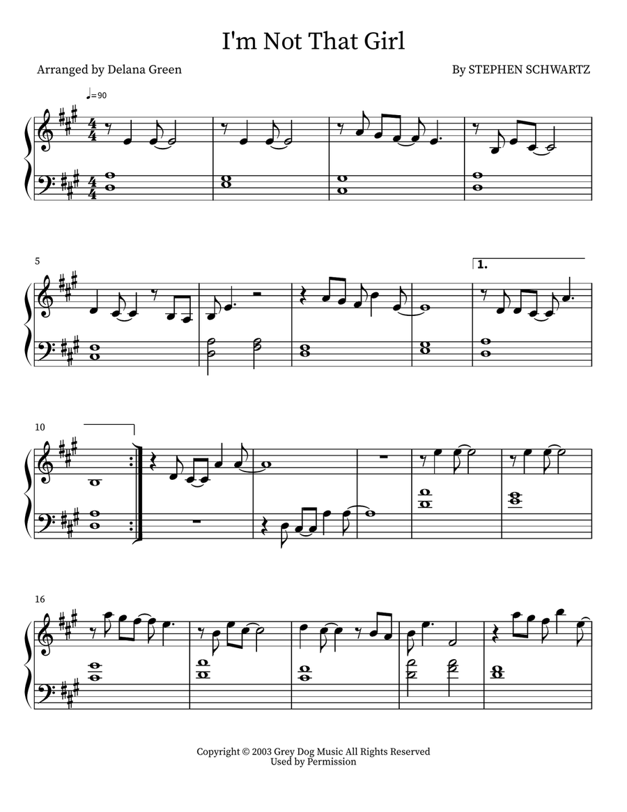 I'm Not That Girl I'm Not That Girl Easy Piano scores gallery preview page 1