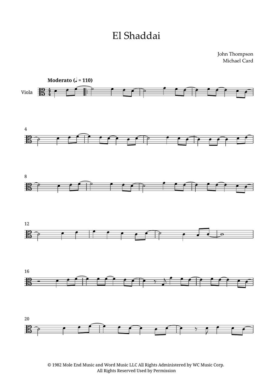 El Shaddai El Shaddai Viola Solo scores gallery preview page 1