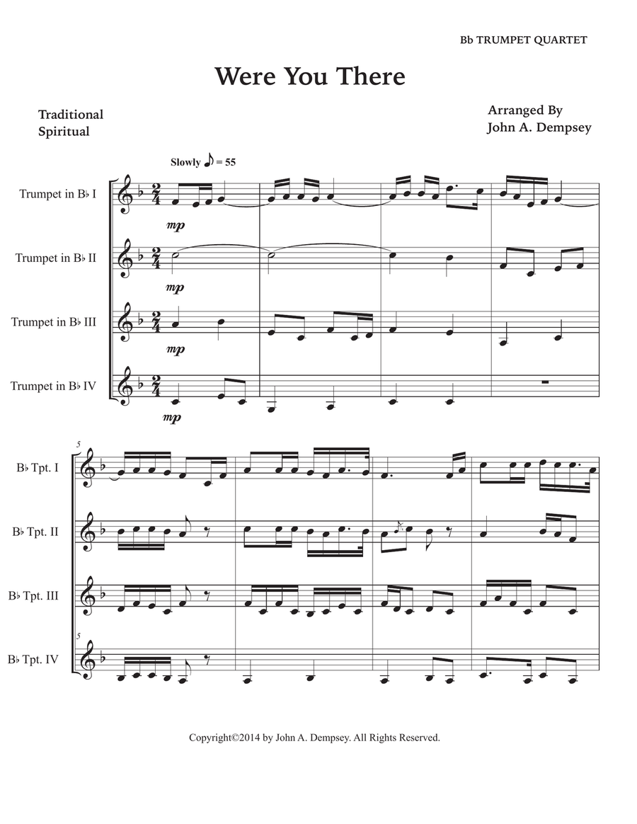 Were You There (Trumpet Quartet) Brass Quartet scores gallery preview page 5