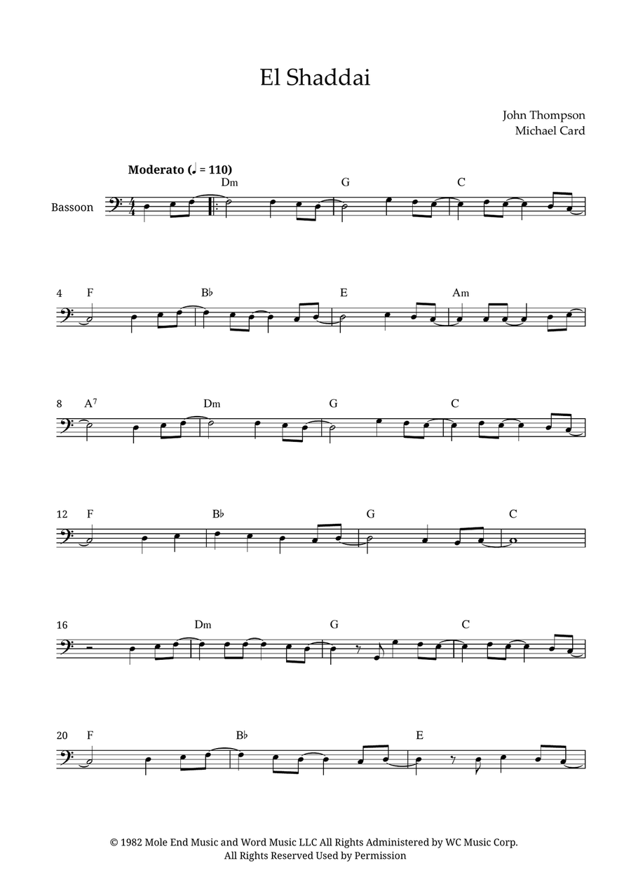 El Shaddai El Shaddai Bassoon Solo scores gallery preview page 1