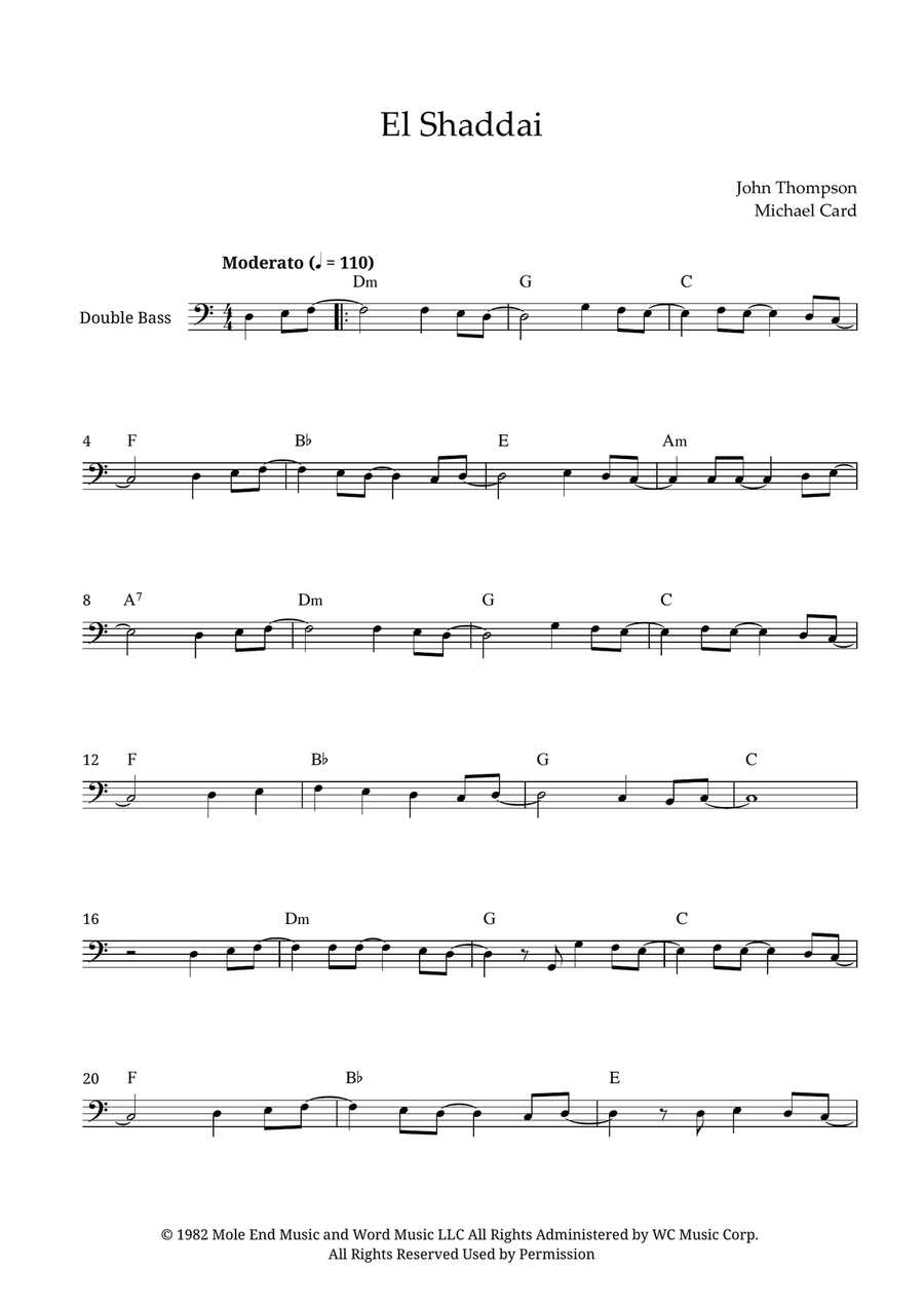 El Shaddai El Shaddai Double Bass scores gallery preview page 1