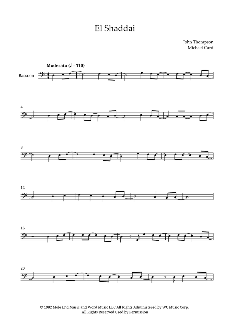 El Shaddai El Shaddai Bassoon Solo scores gallery preview page 1