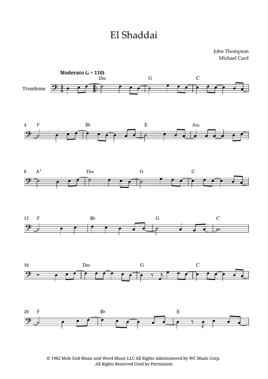 El Shaddai El Shaddai Trombone Solo scores gallery preview page 1