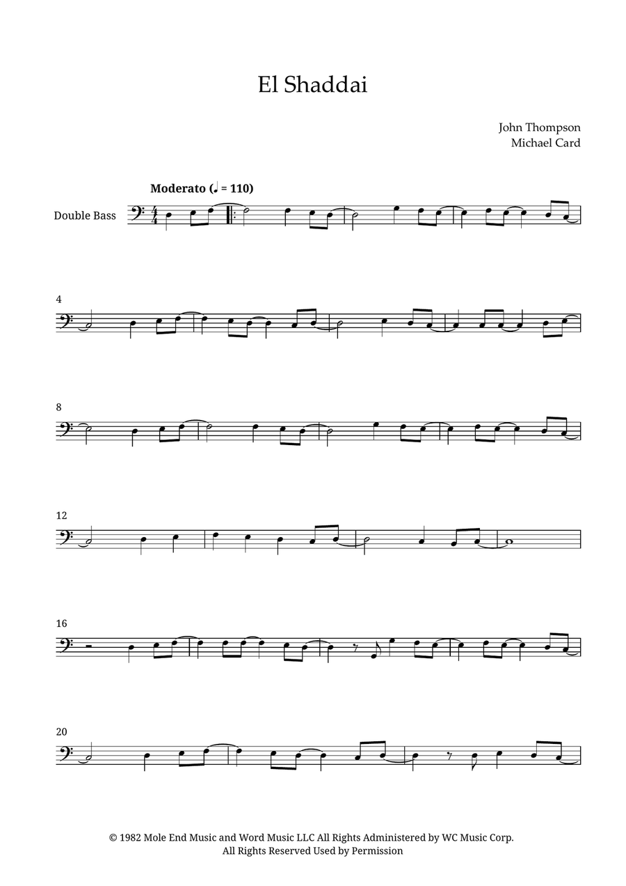 El Shaddai El Shaddai Double Bass scores gallery preview page 1