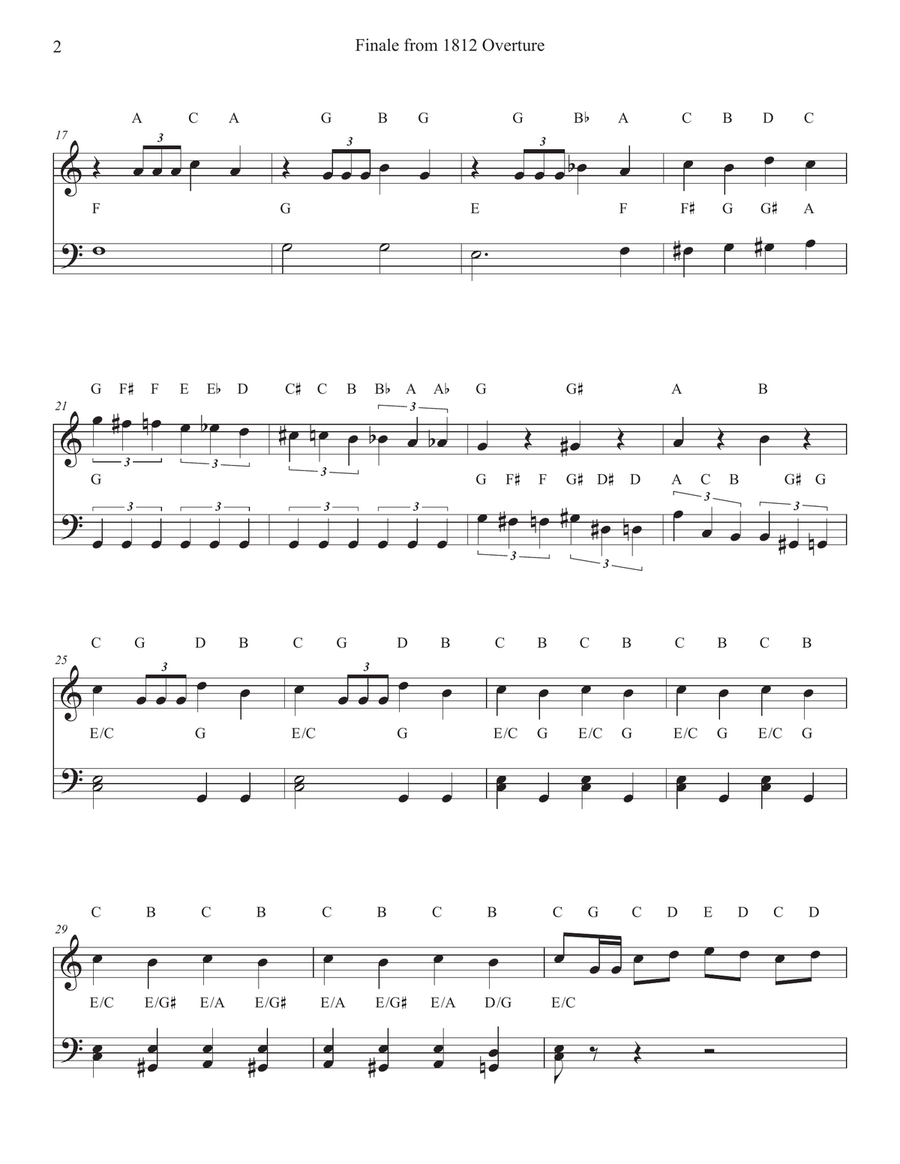 Finale from 1812 Overture for Piano Easy Piano scores gallery preview page 2