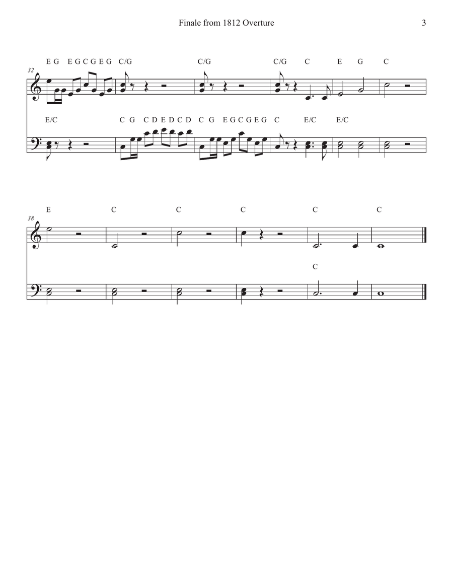 Finale from 1812 Overture for Piano Easy Piano scores gallery preview page 3