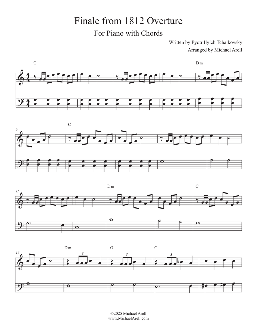 Finale from 1812 Overture for Piano Easy Piano scores gallery preview page 4