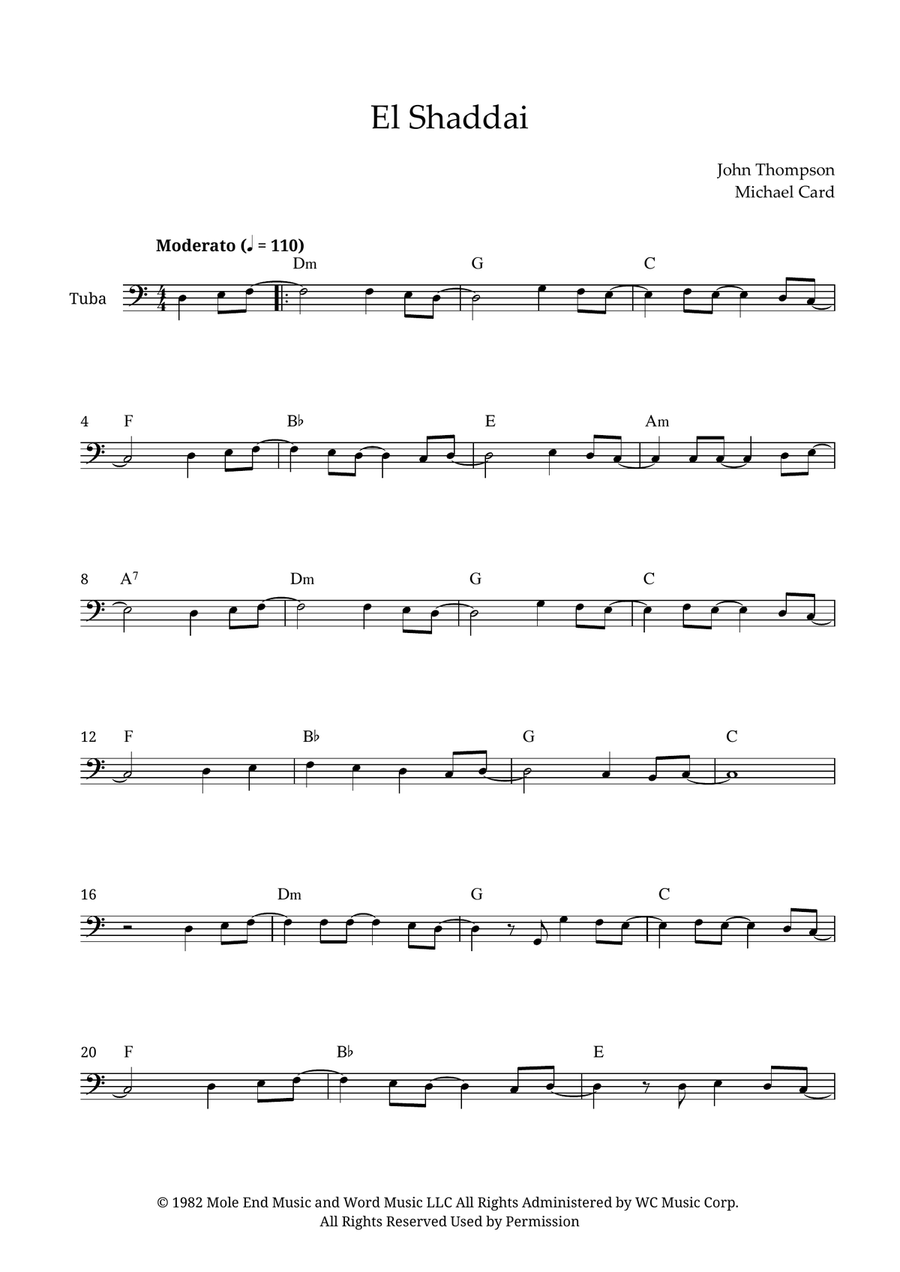 El Shaddai El Shaddai Tuba scores gallery preview page 1