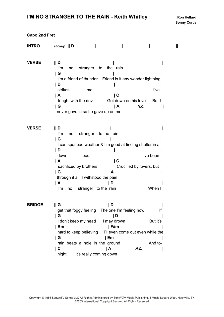 I'm No Stranger To The Rain Acoustic Guitar scores gallery preview page 1