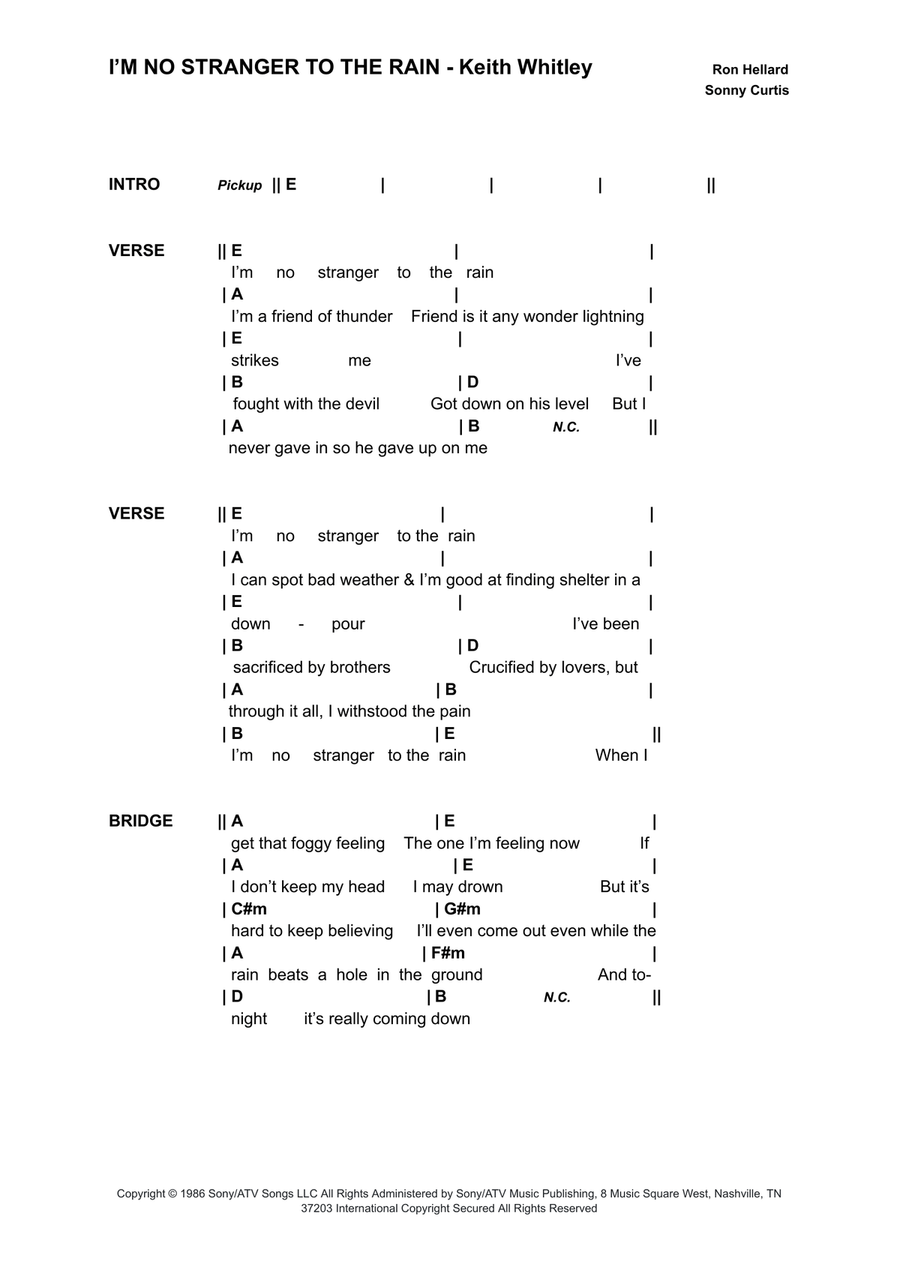 I'm No Stranger To The Rain Acoustic Guitar scores gallery preview page 1