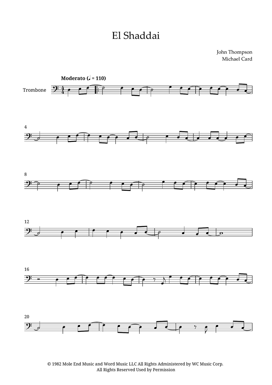 El Shaddai El Shaddai Trombone Solo scores gallery preview page 1