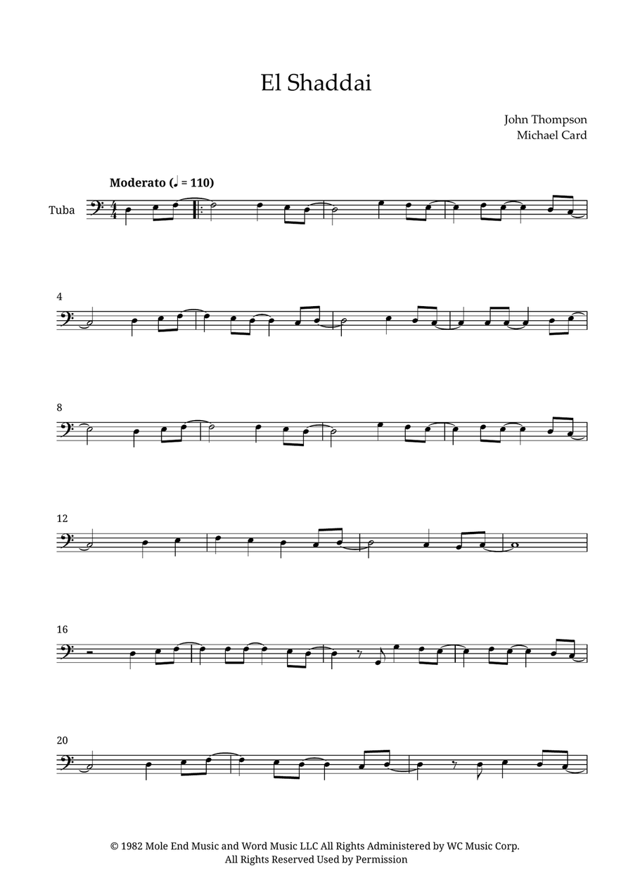 El Shaddai El Shaddai Tuba scores gallery preview page 1