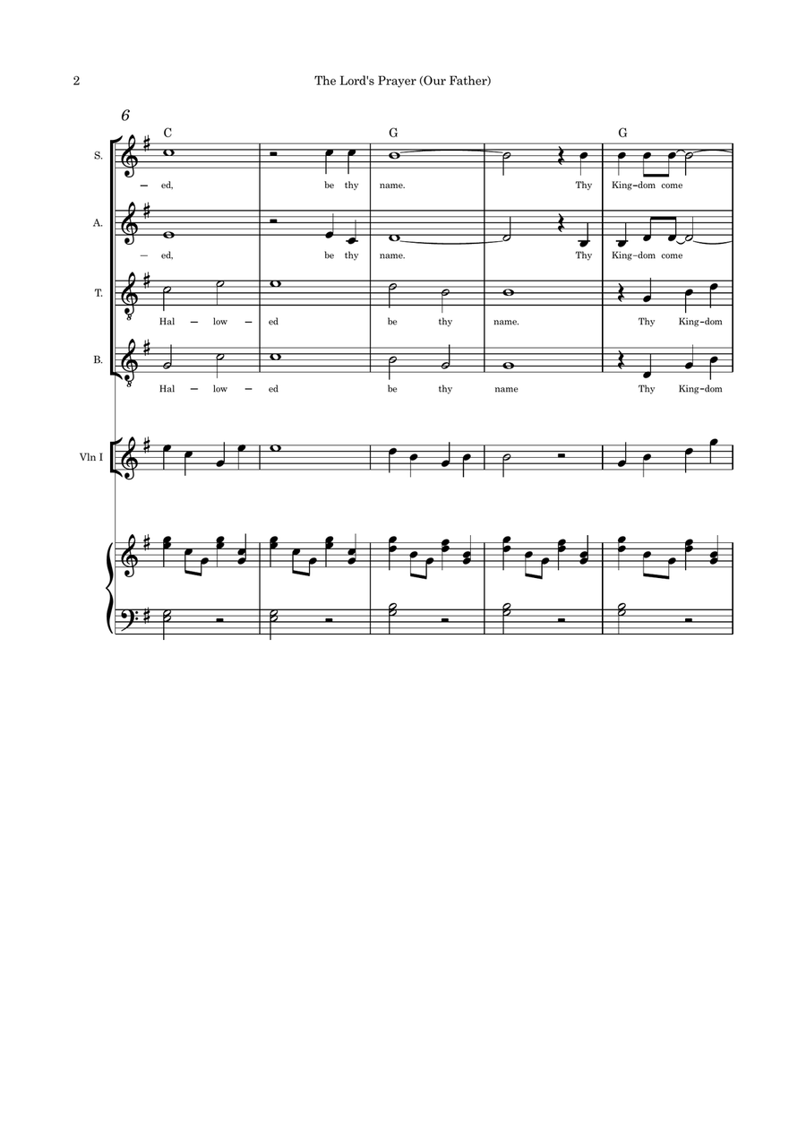 The Lord's Prayer (Our Father) SATB violin and piano The Lord's Prayer (Our Father) SATB violin and piano 4-Part scores gallery preview page 2