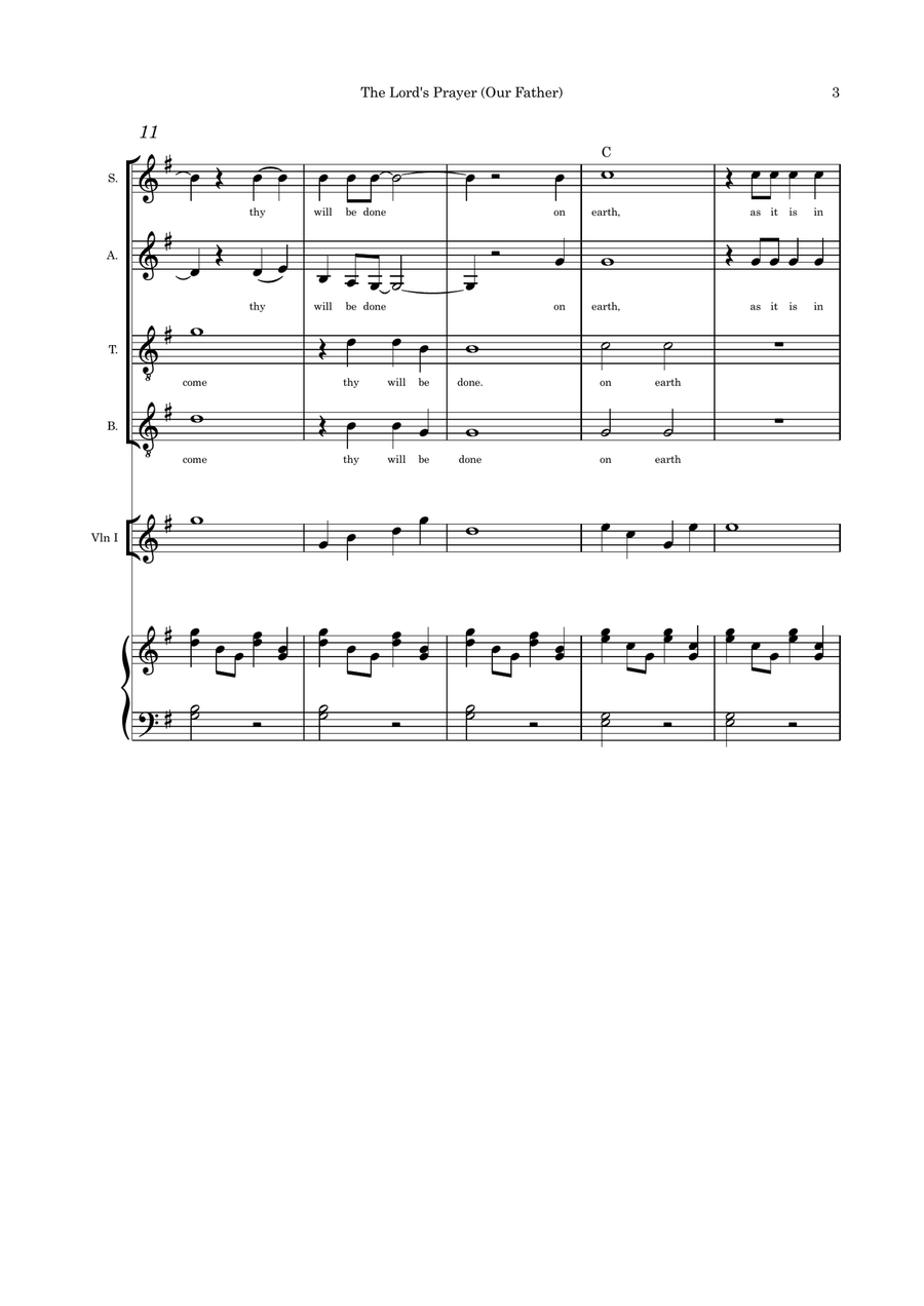 The Lord's Prayer (Our Father) SATB violin and piano The Lord's Prayer (Our Father) SATB violin and piano 4-Part scores gallery preview page 3