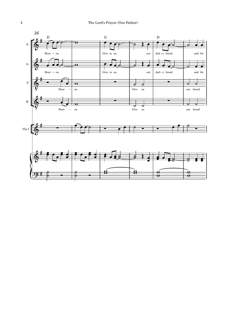 The Lord's Prayer (Our Father) SATB violin and piano The Lord's Prayer (Our Father) SATB violin and piano 4-Part scores gallery preview page 4