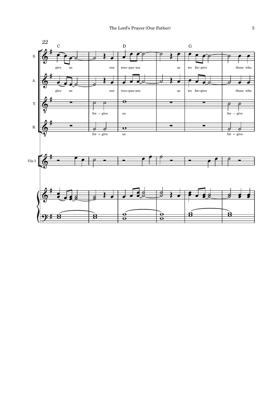The Lord's Prayer (Our Father) SATB violin and piano The Lord's Prayer (Our Father) SATB violin and piano 4-Part scores gallery preview page 5