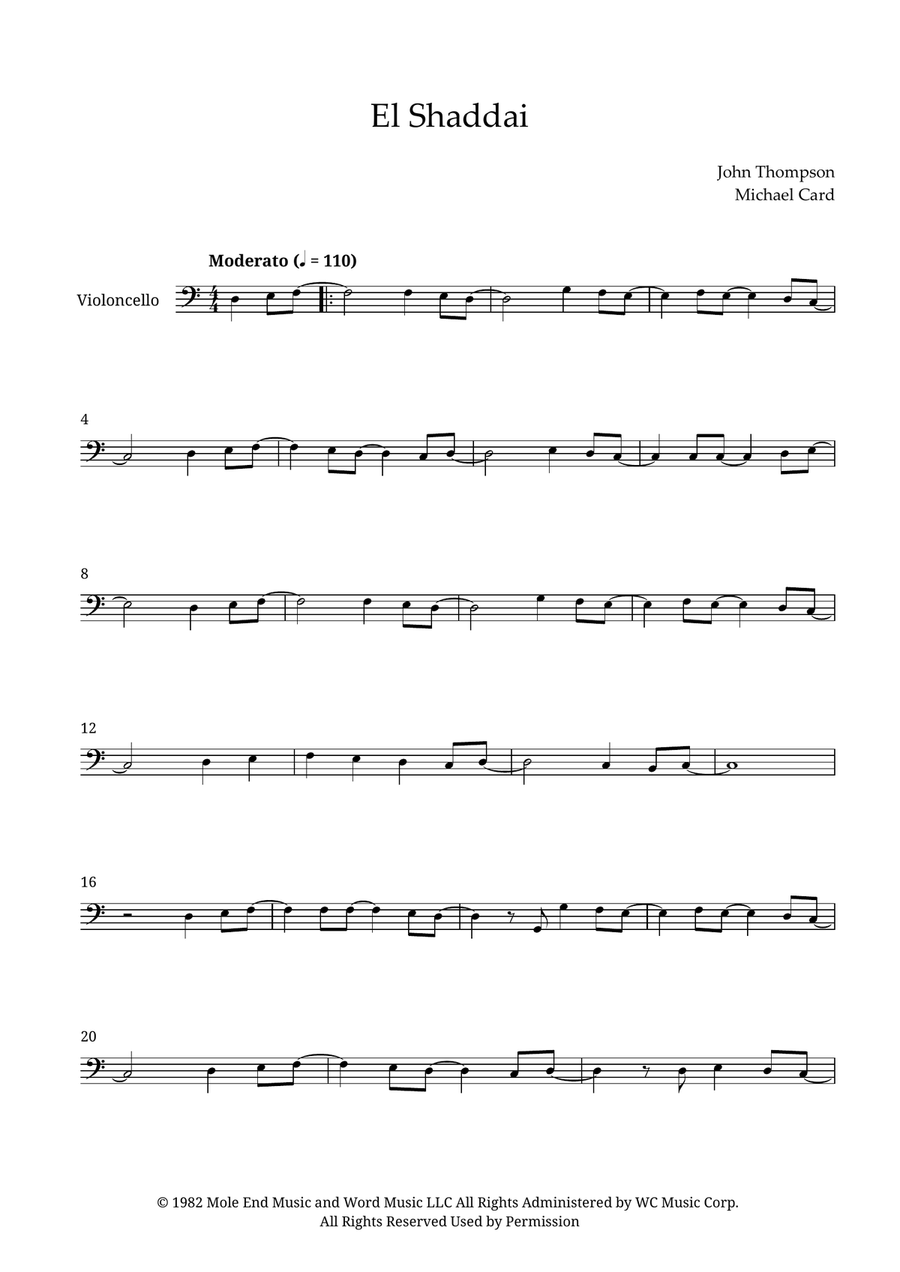 El Shaddai El Shaddai Cello Solo scores gallery preview page 1