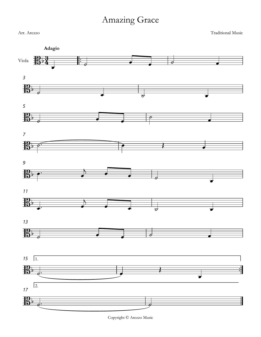 john newton amazing grace Viola lead sheet in F major Viola Solo scores gallery preview page 1