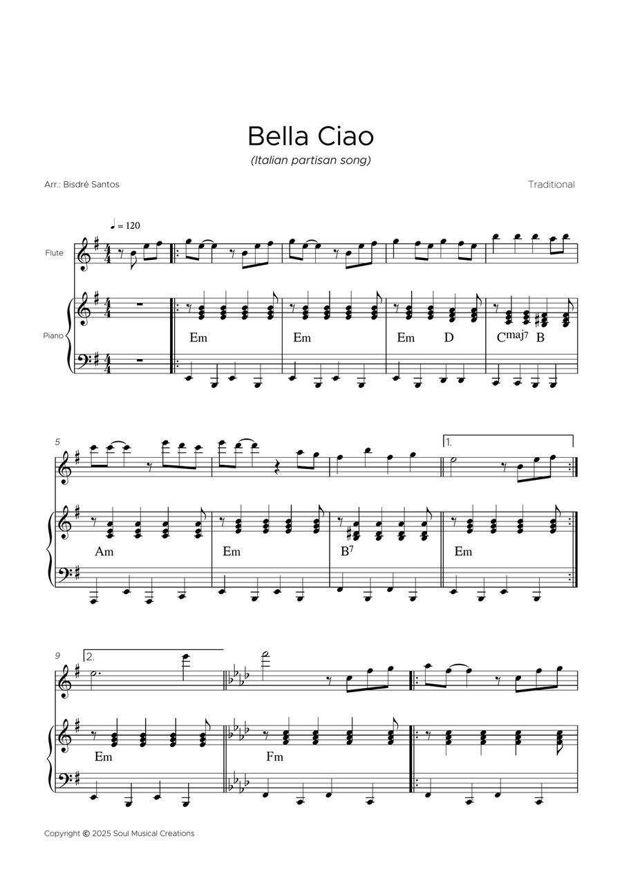 Bella Ciao Flute scores gallery preview page 2