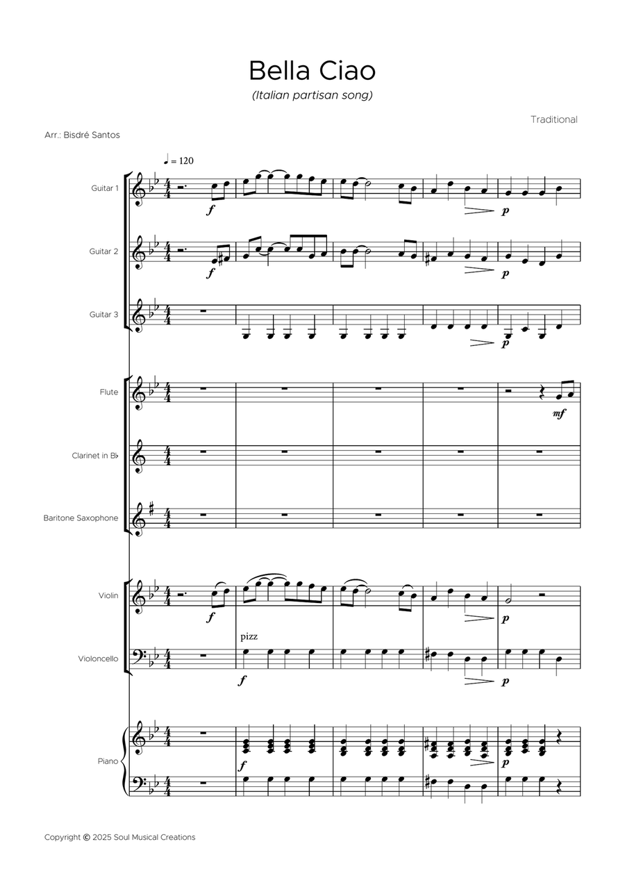 Bella Ciao Small Ensemble scores gallery preview page 2