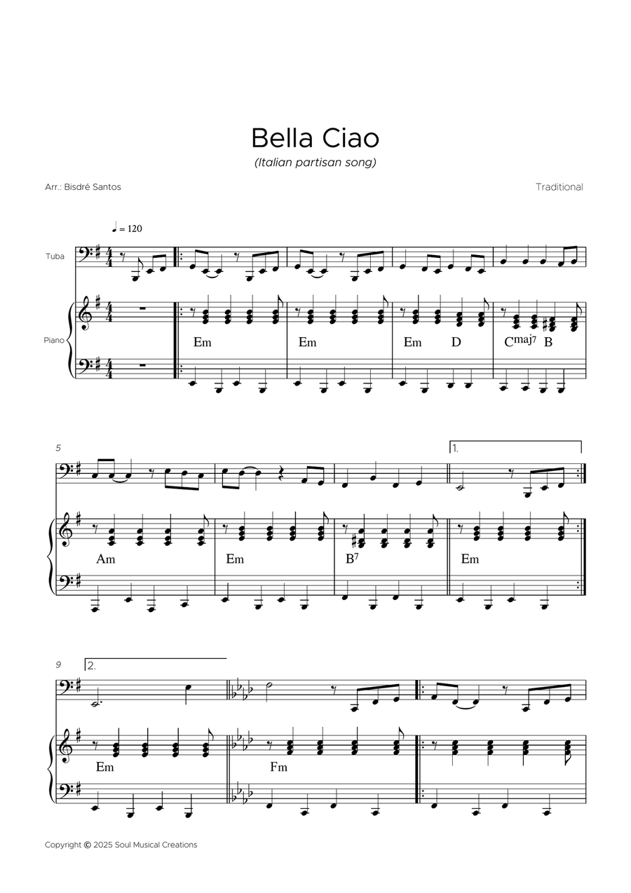 Bella Ciao Tuba scores gallery preview page 2