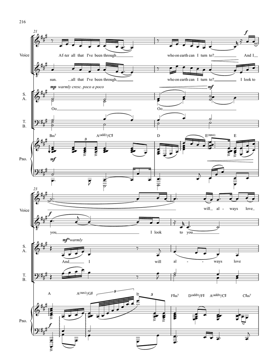 Medley: I Will Always Love You with I Look To You Divisi scores gallery preview page 4