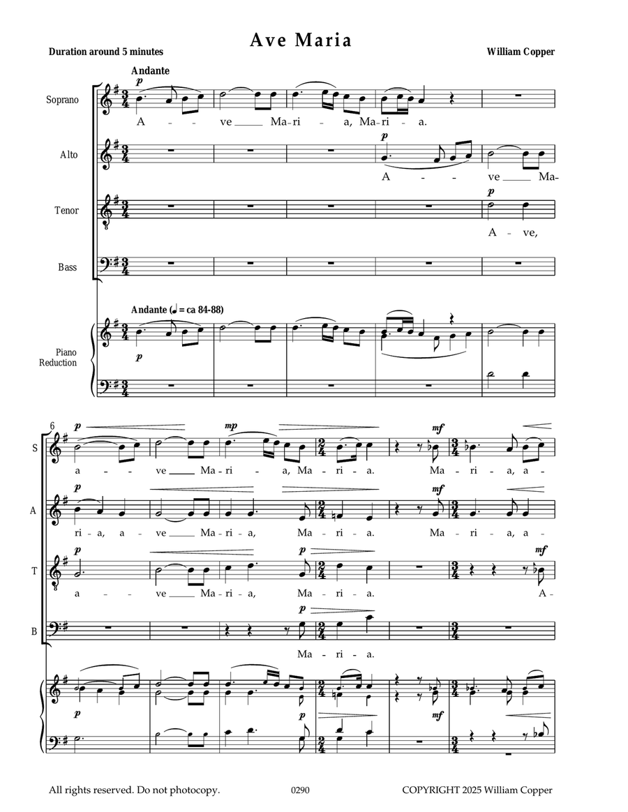 Ave Maria Ave Maria 4-Part scores gallery preview page 1
