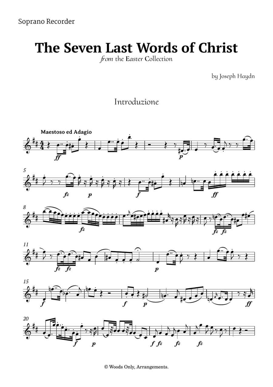 The Seven Last Words of Christ by Haydn for Recorder Quartet Chamber Music scores gallery preview page 4