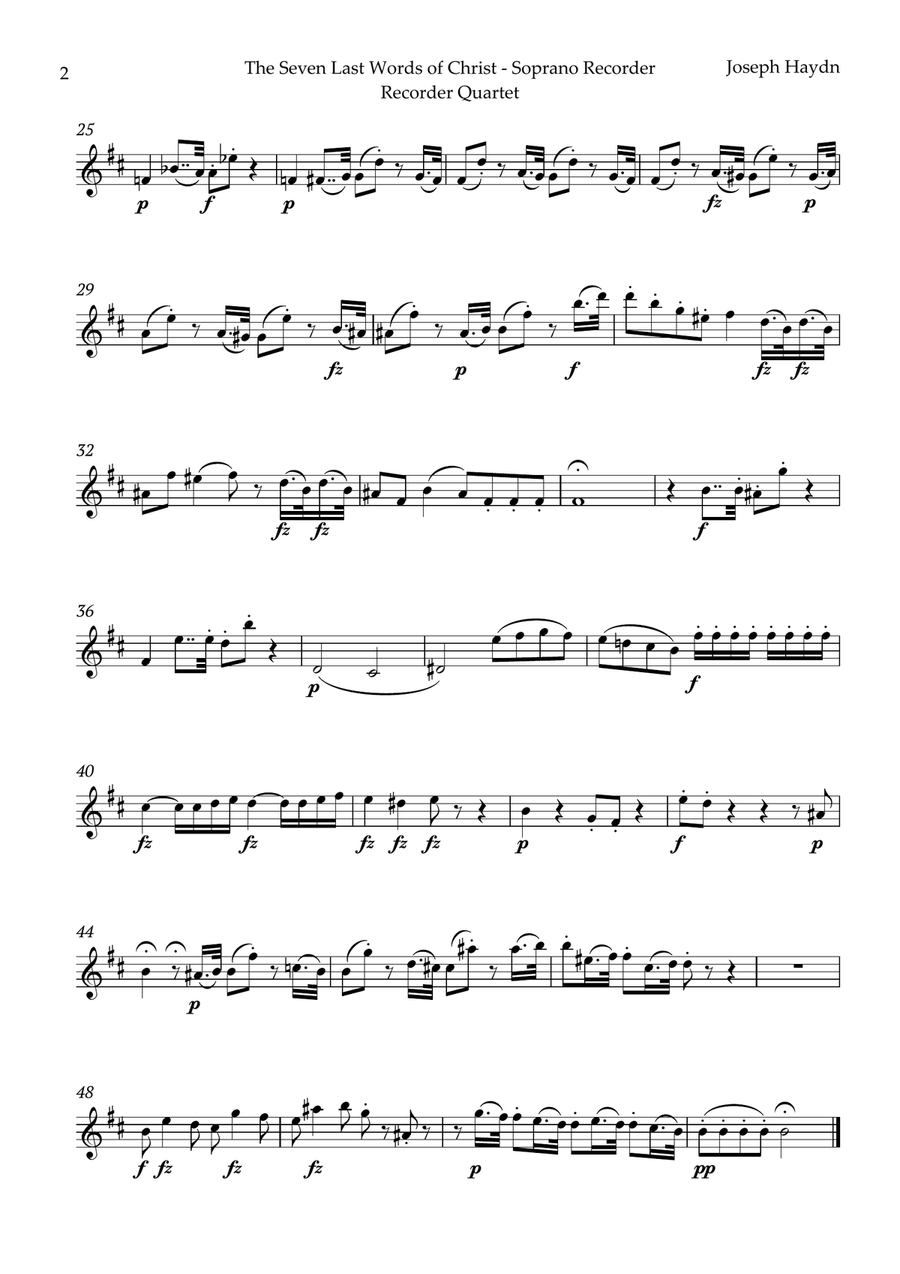 The Seven Last Words of Christ by Haydn for Recorder Quartet Chamber Music scores gallery preview page 5