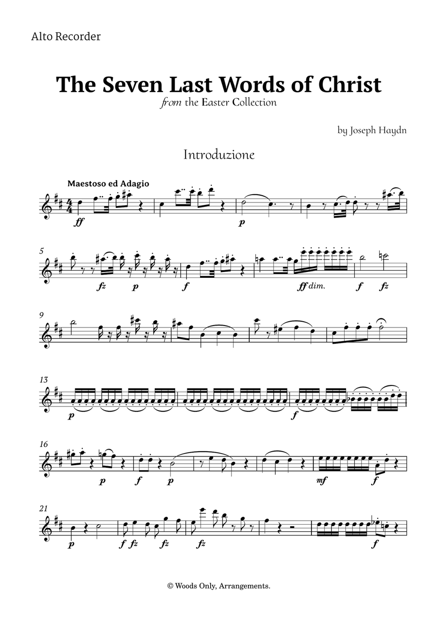 The Seven Last Words of Christ by Haydn for Recorder Quartet Chamber Music scores gallery preview page 6