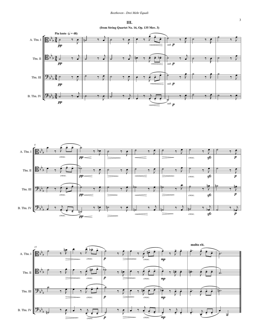 Three More Equali for Four Trombones Brass Quartet scores gallery preview page 3