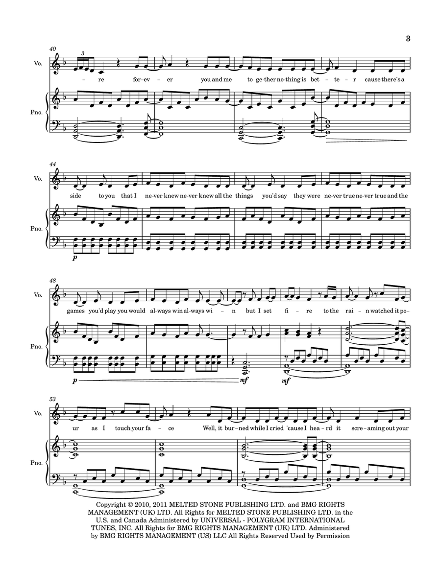 Set Fire To The Rain Piano, Vocal scores gallery preview page 3