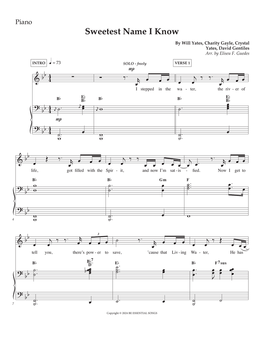 Sweetest Name I Know Piano, Vocal scores gallery preview page 1