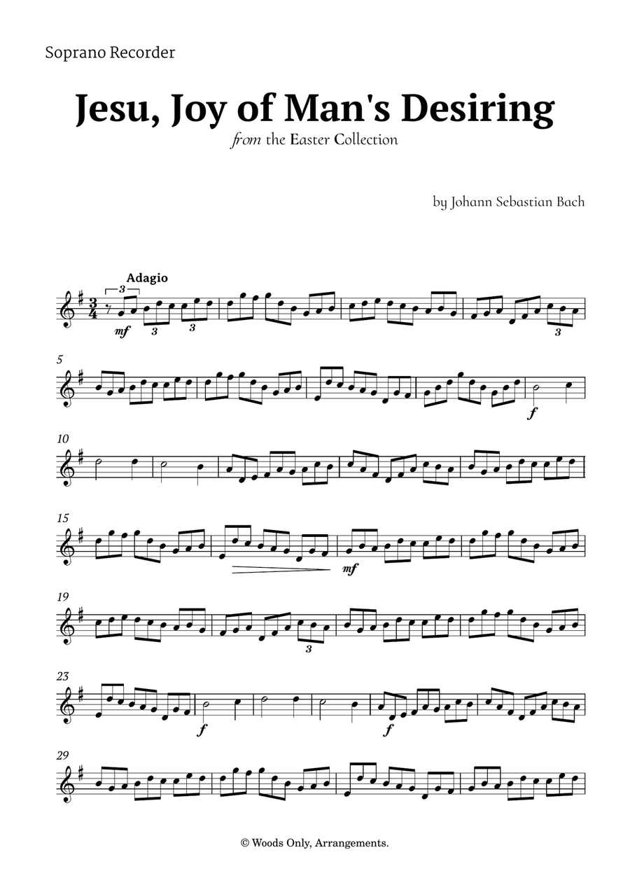 Jesu, Joy of Man's Desiring by Bach for Recorder Quartet Chamber Music scores gallery preview page 4