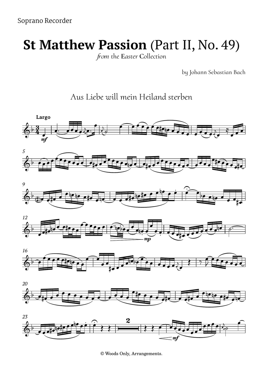 Aus Liebe will mein Heiland sterben by Bach for Recorder Quartet Chamber Music scores gallery preview page 5