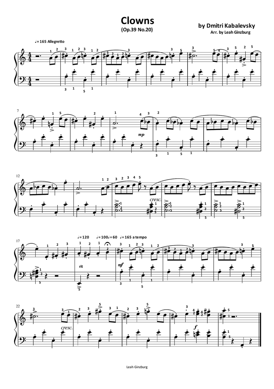 Clowns Clowns Piano Solo scores gallery preview page 1
