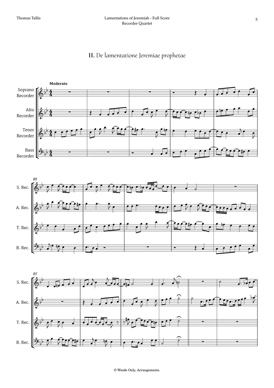 Lamentations of Jeremiah by Thomas Tallis for Recorder Quartet Chamber Music scores gallery preview page 5